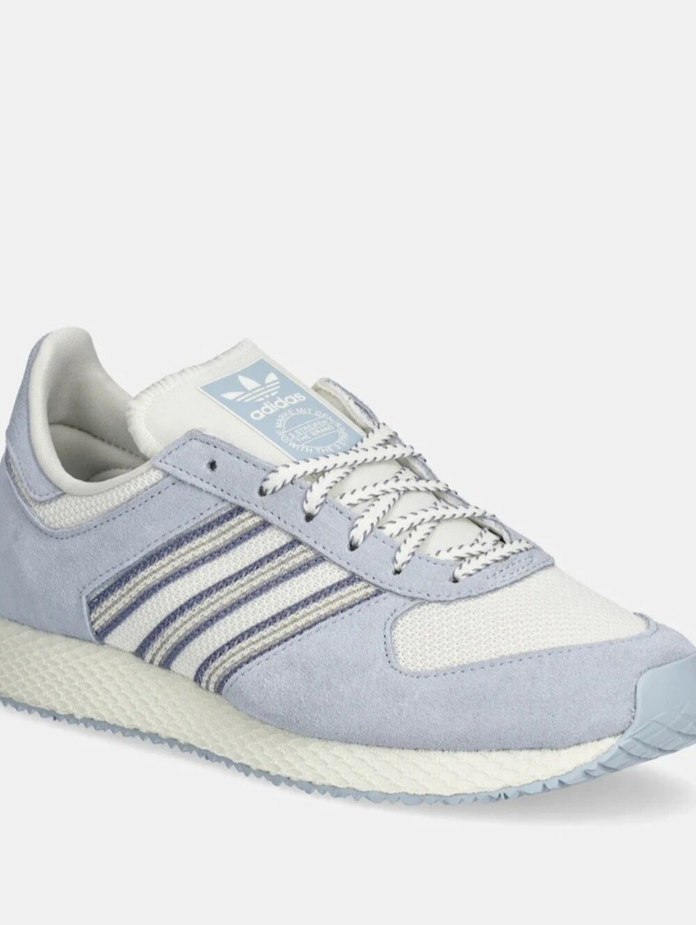 Adidas Light Blue & White Suede Mesh Low-Top Sneakers- Atlanta W